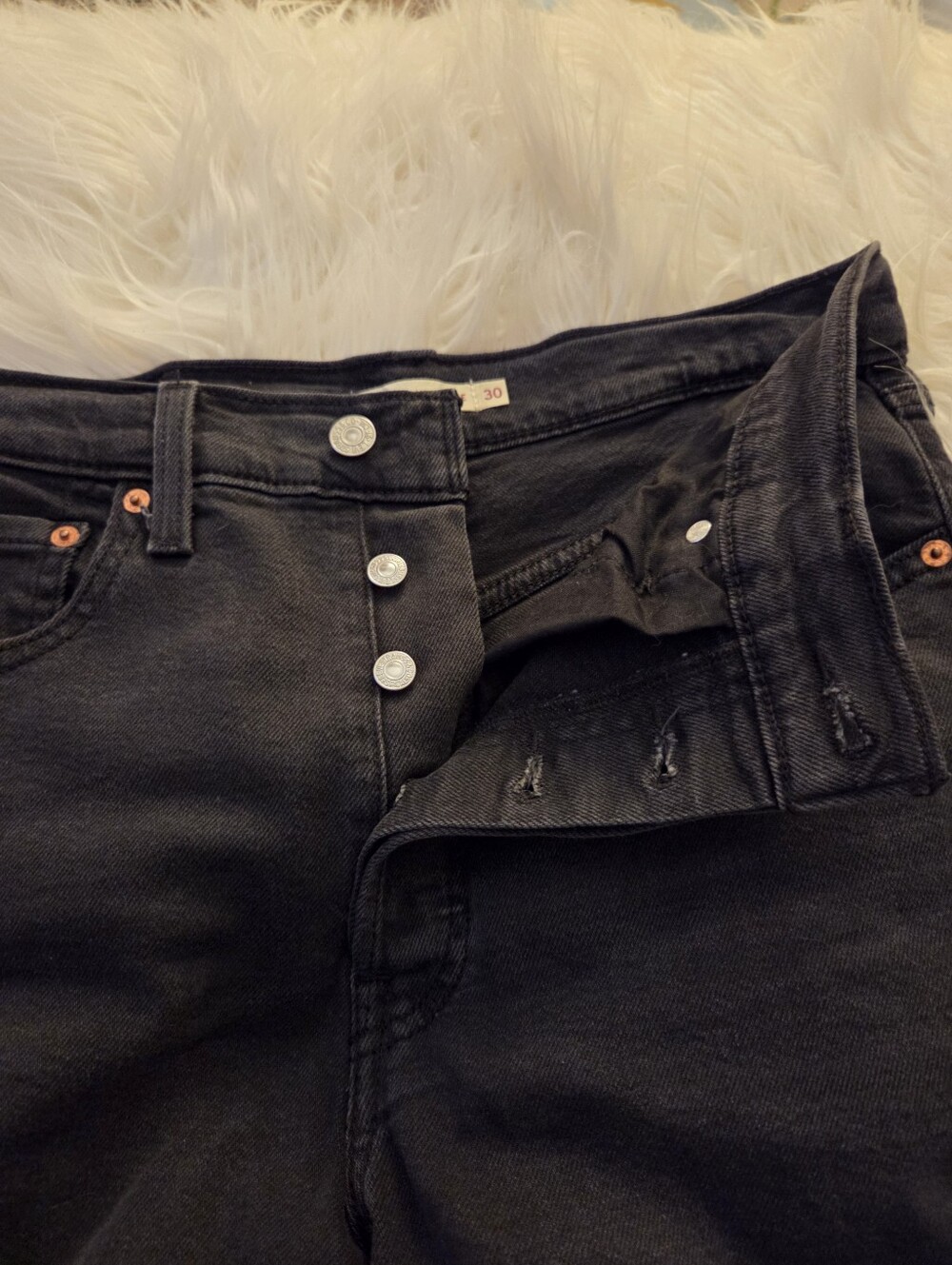 Levi's Dark Charcoal Button Fly Ribcage Straight Leg Jeans - Picture 2 of 6